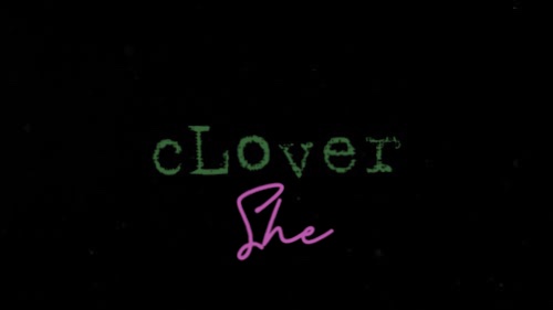 cLOVEr She wordmark in green and pink on black